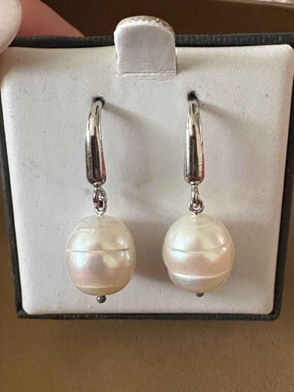 Honora White Pearl Drop Earrings with Silver Hooks